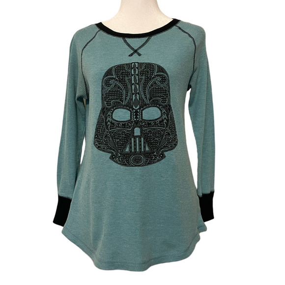 Star Wars Darth Vader Womens Thermal Long Sleeve Sleep Shirt Cotton Blend Size S - Picture 2 of 13